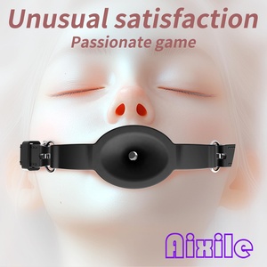Arnés con mordaza de bola suave para juegos de garganta profunda, mordaza bucal BDSM para entrenamiento de juegos de rol en pareja, juguetes de restricción BDSM, mordazas <span class=keywords><strong>sexuales</strong></span> - Product Image 2