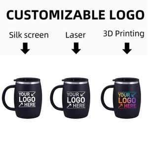 Custom logo 14oz Cold Drinks <b>Coffee</b> Cups With Spill Resistant Lid Strong Handle Stainless Steel Insulated Travel <b>Coffee</b> Mugs - Product Image 4