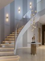 Escalier en colimaçon double hélice pour bâtiment commercial, escalier en spirale avec éclairage LED et garde-corps en verre