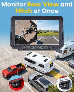 Caméra de recul solaire sans fil magnétique double 1080P vision nocturne avec moniteur 7 pouces antichoc installation facile Plug and Play pour camping-car et <span class=keywords><strong>remorque</strong></span> - Product Image 5