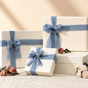 Nouveau produit 4CM * 5M/rouleau fait à la main fleur emballage frange boîte-cadeau décoration nue bords usés mousseline de soie ruban de soie rouleau pour mariage - Product Image 6