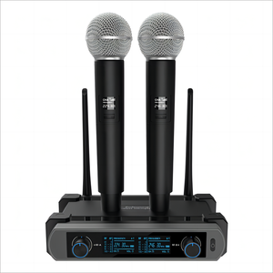 Demao-Sistema profesional de micrófono inalámbrico de 2 canales con luces LED para escenario, Campus, actuación, concierto, KTV, <span class=keywords><strong>Karao</strong></span> - Product Image 1