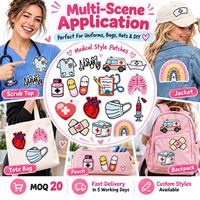 Patch brodé thermocollant ou à coudre pour infirmières, pour tenues médicales, motif Kawaii, vente en gros