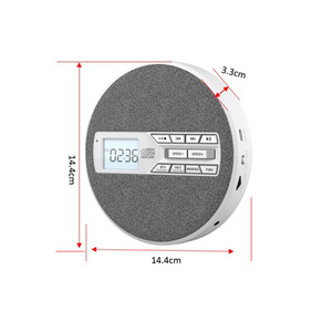 Lecteur CD portable en tissu blanc rond avec batterie 1500 mAh, double récepteur et émetteur Bluetooth, radio FM, USB, AUX, répétition A-B, son variable - Product Image 2