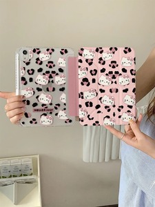 Japanese‑Korean Leopard Print KT Cat iPad Case Y‑Fold Stand <b>Pen</b> Slot Cover for iPad Pro12.9 Air7 Mini <b>Tablet</b> - Product Image 1