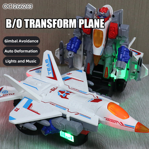 Ensemble de jouets robot transformable en <span class=keywords><strong>avion</strong></span> en plastique à piles avec lumière, musique et pulvérisation de brume - Product Image 2