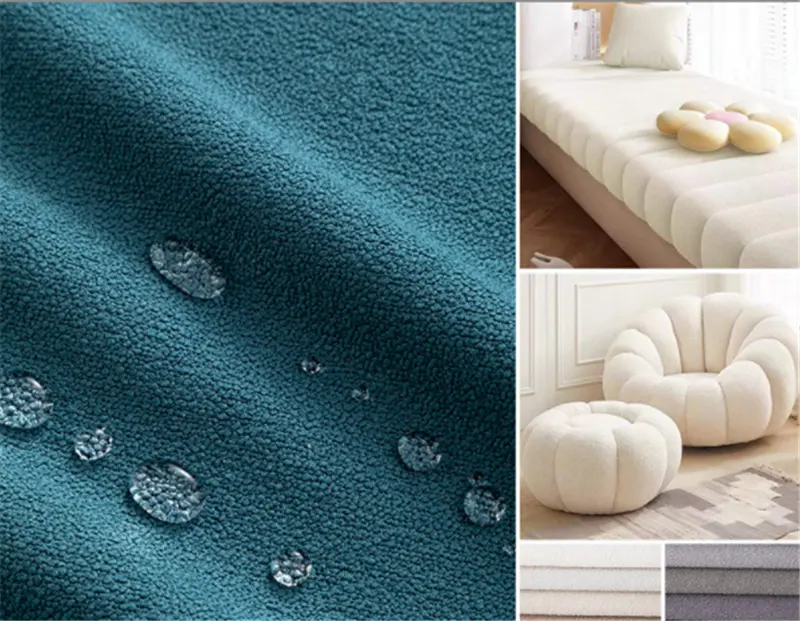 waterproof boucle sofa fabric in stock polyester woven plain waterproof boucle upholstery fabric