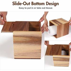 Couvercle de boîte à mouchoirs en bois d'acacia Couvercle de boîte à mouchoirs carré décoratif - Product Image 3