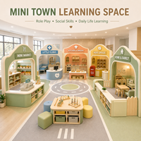 Équipement de jeu de rôle pour garderie, espace de jeu d'imitation pour enfants avec maison de jeu souple et mini-ville