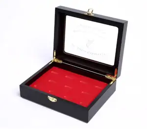 Caixa de estojo de medalha vermelha, alta qualidade, esporte, award, fit, caixa de moedas dourada de madeira