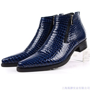 <span class=keywords><strong>Stivali</strong></span> Formali da Uomo con Cerniera Laterale, Texture <span class=keywords><strong>Coccodrillo</strong></span>, in Vera Pelle, Misure 37-46, Traspiranti, per Ufficio e Carriera - Product Image 3
