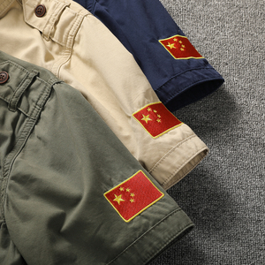 Camisa de trabajo para hombre, chaqueta vaquera de verano de manga corta para hombre, camisa holgada de algodón de verano para hombre - Product Image 4