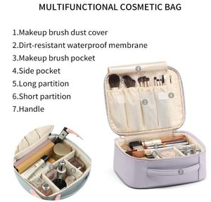 Muestra Gratuita de Bolsa de Maquillaje Personalizada de Piel Sintética, Bolsa de Almacenamiento Portátil para Artistas con Divisores Ajustables, Bolsa para Cosméticos - Product Image 4