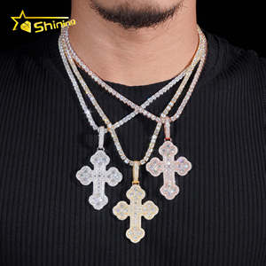 Ciondolo Tennis Personalizzato in Argento Sterling 925 con Moissanite VVS, Gioielli Hip Hop Iced Out, Ciondolo a Croce alla Moda - Product Image 3