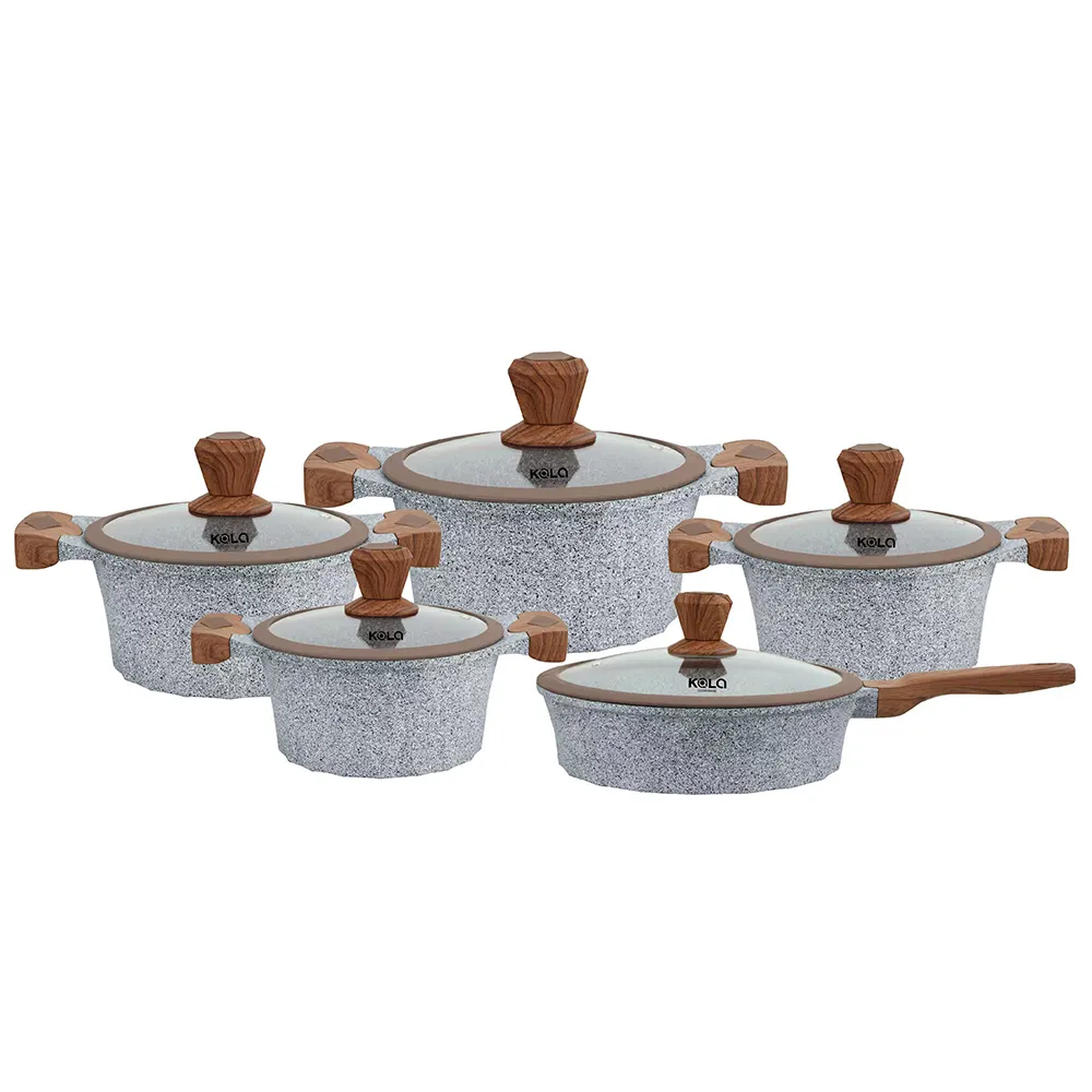 Good Selling Granite Cookware Set Non-Stick Induction Bottom Frying Pan and Cooking Pots Household Utensils Marble Pan Set