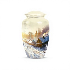 Venta caliente mejor calidad amanecer y hermosos copos de nieve urna de cremación de aluminio para cenizas de adultos urna grande decorativa - Product Image 1
