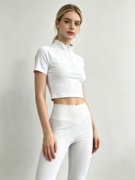 Ensemble de yoga pour femmes, haut à demi-zip à manches courtes et short de yoga taille haute longueur genou, 2 pièces, tenue de sport fitness, logo personnalisé
