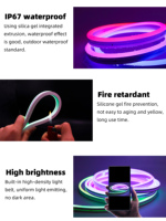 Bande lumineuse LED néon RGB 0613, tube flexible en silicone pour la décoration murale et de plafond de salle de jeu