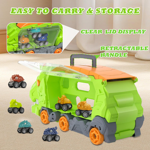 Cadeau d'anniversaire pour garçons et filles, jouets dinosaures pour enfants avec circuit de course et 6 voitures dinosaures à rétrofriction, grand camion dinosaure pour tout-petits - Product Image 5