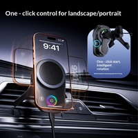 Support de Voiture Magnétique avec Chargeur Sans Fil pour iPhone 17, 15W, Rotation Tactile, Lumières Colorées, Refroidissement Semi-conducteur par Air pour Téléphone de Voiture