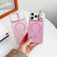 Coque de téléphone magnétique dégradée en gros avec support de cadre d'appareil photo pour iPhone 17 Air 17 16 15 Pro Max, compatible avec la charge sans fil