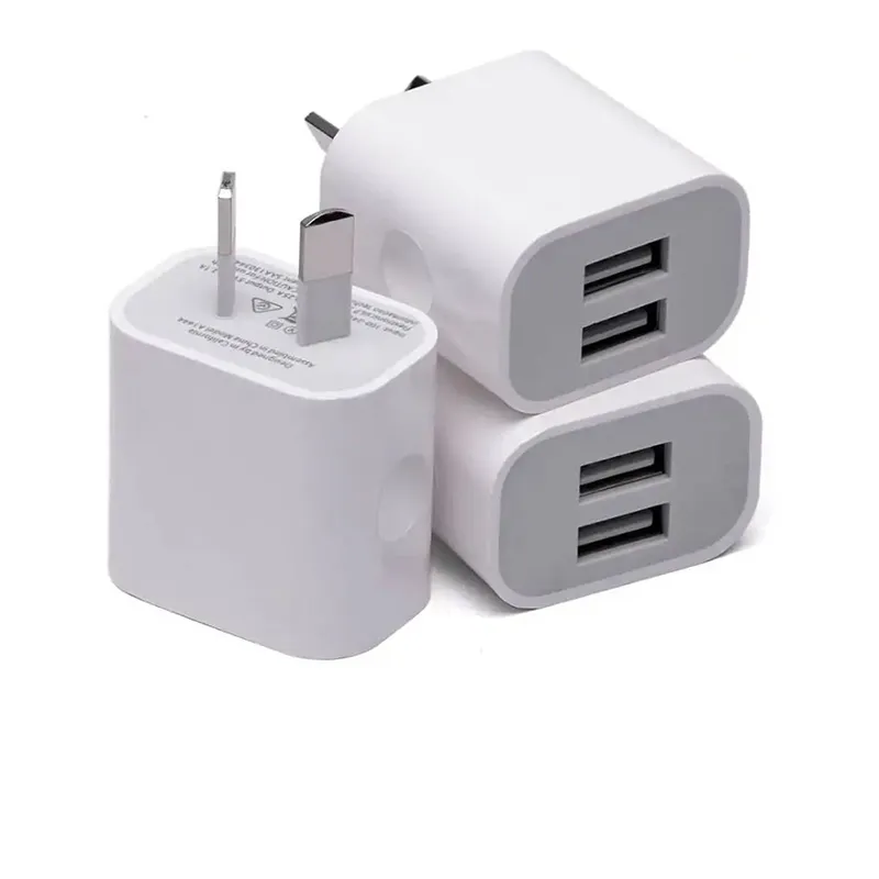Wholesale Australia New Zealand AU Plug 2.1A 2A Usb Multi Charger Dual Ports Usb Fast Power Charger For iPhone Charger