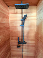 Vente directe usine : Sauna sec en bois intérieur-extérieur avec douche intégrée et poêle à bois – Magnifique sauna extérieur