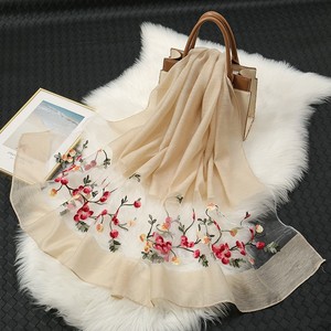 <strong>Women</strong> Imitate Silk <strong>Scarf</strong> Floral Embroidery Hijab Female Foulard 2026 Spring Summer <strong>Thin</strong> Pashmina Shawls Wraps Headscarf Stoles - Product Image 6