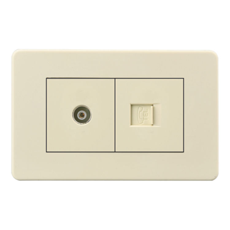 VNX 118 Series 10A Telephone Wall Socket With TV US Standard Grounding Residential / General-Purpose for Home