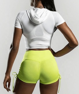 Sudadera con capucha personalizada para mujer, chándal de gimnasio de manga corta, Top corto de Fitness, conjuntos de combinación de colores - Product Image 3