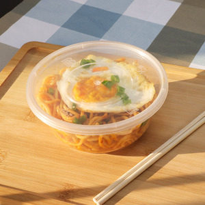 Disposable <b>Round</b> Bowls With Lids Thick Plastic Transparent Large Capacity For Takeout Food Packaging - Product Image 2