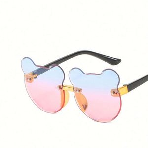 Lunettes de soleil sans monture pour enfants, avec logo personnalisé, mignonnes, pour filles, UV400, en forme d'ours - Product Image 4