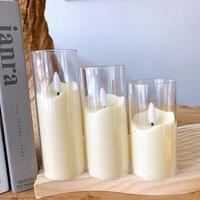 Bougies LED Sans Flamme à Piles Luxe en Piliers de Verre Acrylique Transparent avec Flamme Vacillante