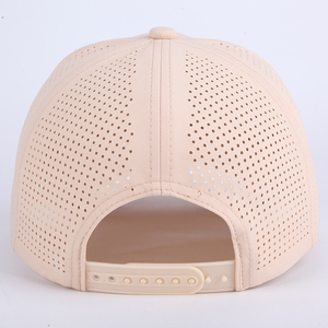 Nhà máy tùy chỉnh 5 Bảng điều chỉnh PVC vá logo thể thao dây CHA gorras, laser cắt lỗ đục hat chạy ngoài trời Mũ bóng chày - Product Image 5