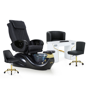 Nouveau Fauteuil de Luxe <span class=keywords><strong>Noir</strong></span> Inclinable pour Salon de Manucure et Pédicure 2026 avec Spa pour les <span class=keywords><strong>Pieds</strong></span> Sans Tuyau et Bol Intégré – Vente en Gros - Product Image 1