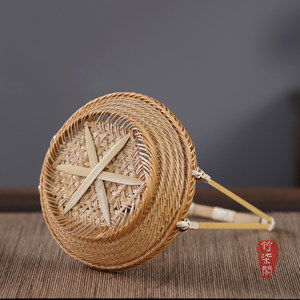 Bamboo Woven Small Round Basket Handheld Tea Snack Fruit Tray Storage Serving Tray Residential Use - Product Image 2