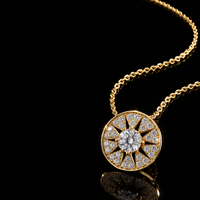 Collier pendentif en moissanite, argent sterling 925 plaqué or, rond, motif soleil, bijoux de mariage et de fiançailles, collier pour femme
