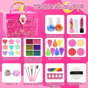 Magnifique trousse à cosmétiques en cristal, jeu de simulation pour filles, jouets de maquillage lavables pour enfants, kit de maquillage, jouets de beauté et de mode, boîte à maquillage pour enfants - Product Image 2