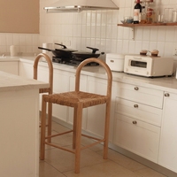 Tabouret de bar sans accoudoirs en rotin vintage, style nordique, en bois massif tressé, Wabi Sabi minimaliste, pour la maison, l'îlot de cuisine, SHANMU