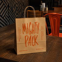 Sacs à emporter en papier kraft brun de luxe avec poignées torsadées |   Sacs d'emballage alimentaire personnalisés imprimés à l'écran pour la livraison de restaurants