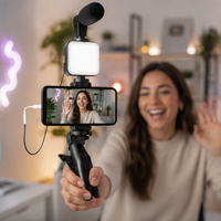 Kit de cage pour appareil photo portable en alliage d'aluminium noir, professionnel et élégant, avec accessoires flexibles pour téléphones mobiles CC270