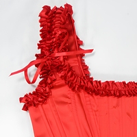 Corset Bustier en Satin pour Femme, à Lacets, avec Baleines, Effet Push-up, pour Tenue de Scène et Gaine Amincissante