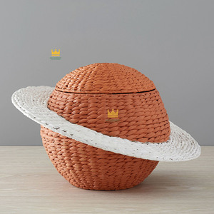 Cesta de Almacenamiento en Forma de Saturno Hecha a Mano, Cesta de Jacinto de Agua para Habitaciones Infantiles, Decoración del Hogar - Product Image 2