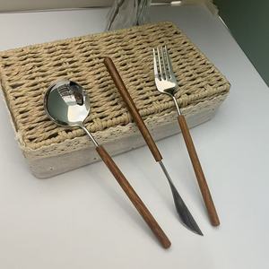 Japanese Style Rosewood Handle Cutlery Set 304 Stainless Steel <b>Knife</b> Fork Spoon Retro Solid Wood Three Piece Household Set - Product Image 3