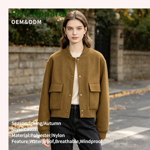 Vestes pour femmes R&U Fashion, printemps automne, logo personnalisé disponible, manteaux à manches longues, couleur unie, vêtements d'extérieur courts - Product Image 3