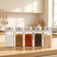 Bocaux en verre carrés vides pour assaisonnements, qualité alimentaire, mini 4oz 120ml, avec bouchons en aluminium