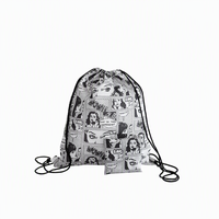 Sac à dos léger en polyester avec cordon de serrage, pliable, motif imprimé personnalisé, pour sport, gym, école, plage, voyage, vente en gros