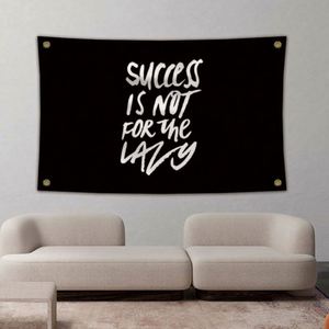 Venta al por mayor de fábrica: Banderas de tela premium de 90x150cm (3x5 pies) con sublimación de tinta - El éxito no es para los perezosos - Product Image 5