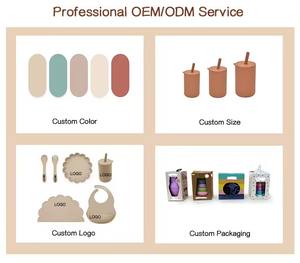 Juego de Platos y Tazones de Silicona con Succión 100% Libres de BPA, Babero, Cubiertos, Cuchara, Juego de Alimentación para Bebés y Niños - Product Image 6