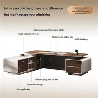 Bureau d'ordinateur exécutif convertible moderne pour bureau à domicile, design en panneaux de bois, économique, dessus en PVC, tiroirs de rangement en aluminium